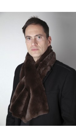 Dark brown rex fur scarf - Unisex